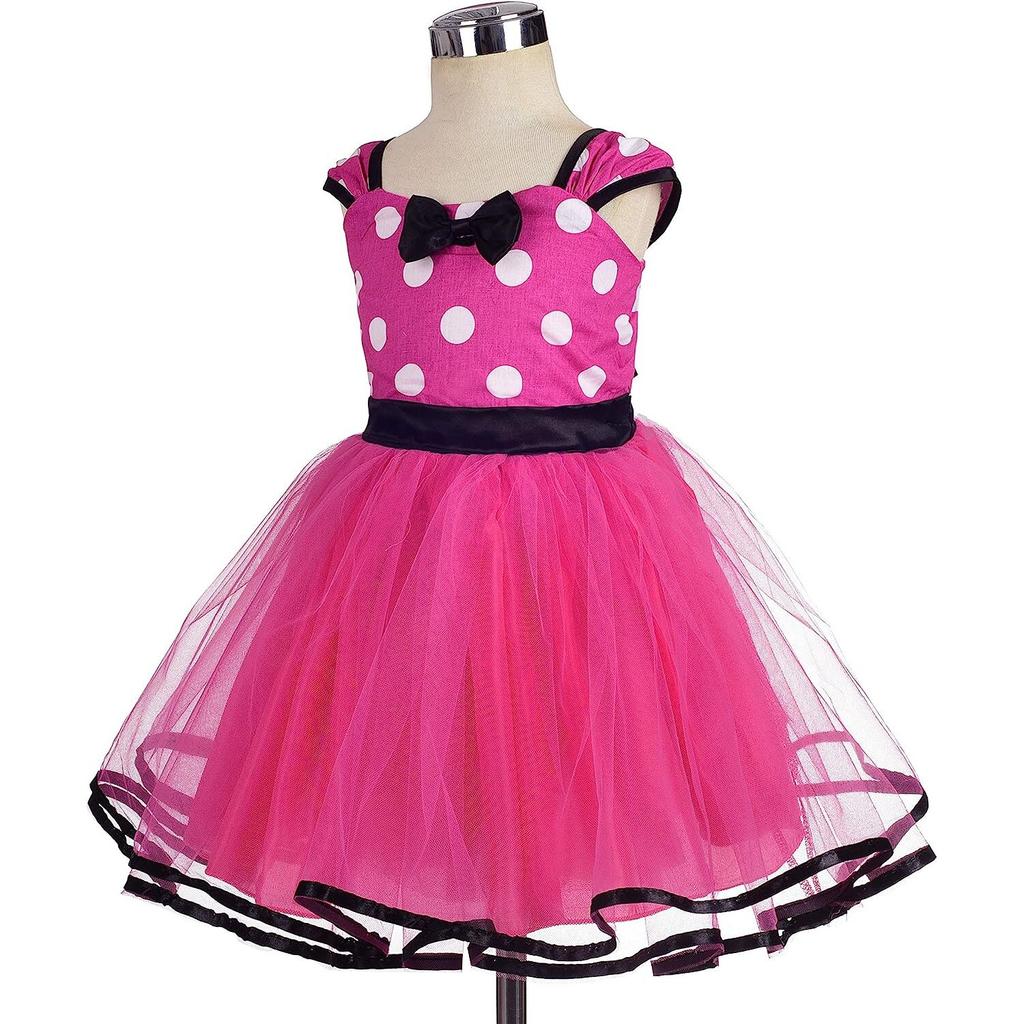 Mini Mouse Dress Set with Headband, Size 100 Cm, for Kids 3-4 Years, Pink, Gift for Girls