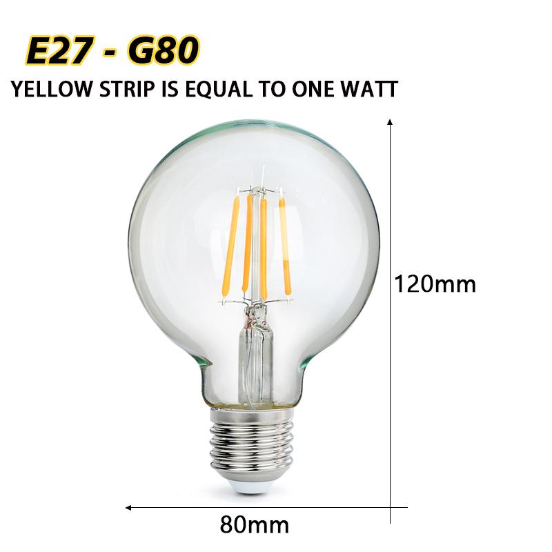 Bombiilas Filament LED Light Bulb Candle Light Glass Bulb Lampara LED Lamp Lighting Bedroom Warm Light E27 220V 240V ST64 A60 T45 G45 G80 G95