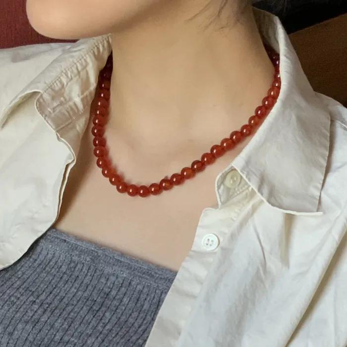 _ Carnelian necklace / Carnelian Necklace LISSE (6.8mm)