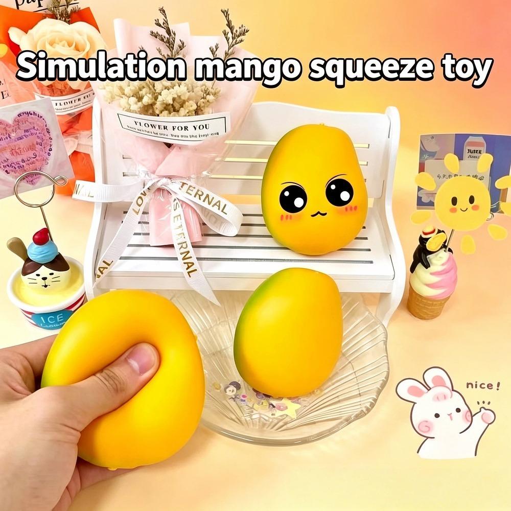 Slow rebound mango squeeze toy, stress-relief fruit-shaped toy, soft rubber sensory educational toy for children and adults
