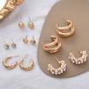 Hot Sale Vintage Gold Geometric Ladies Earrings Set Pearl Diamond Earrings Earrings Pair
