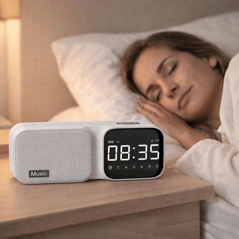 Wireless Digital Table Alarm Clock FM Radio White Noise Device For Infant and Toddler