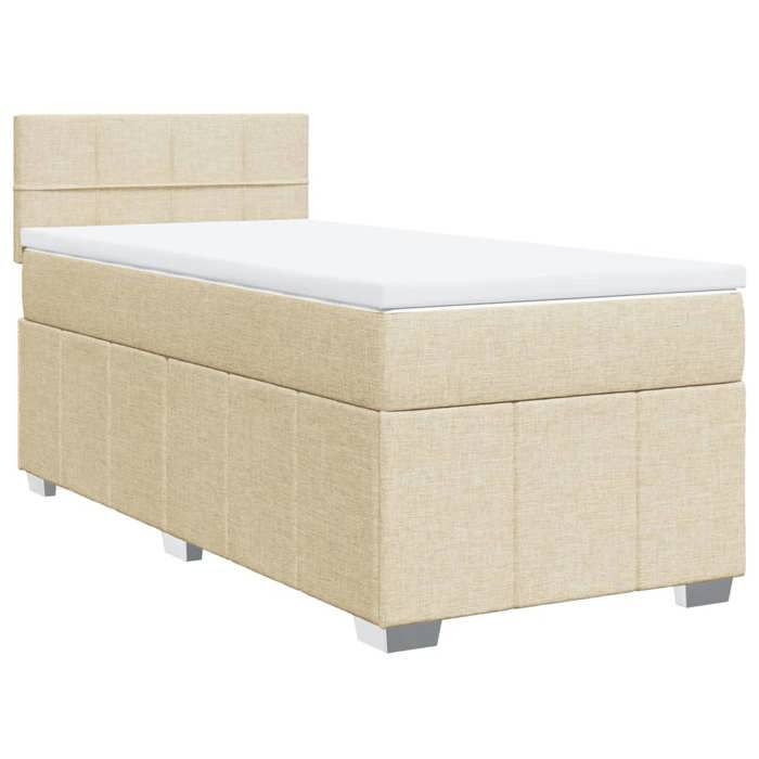 VidaXL Slat Bed Base with Mattress Cream 80x200 Cm Fabric 3286900