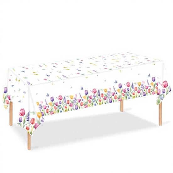 Akvarelový květinový ubrus kulatý tulipán divoká květina párty sváteční ubrus kryt na konferenční stolek pro jídelní stůl piknik grilování párty dekorace