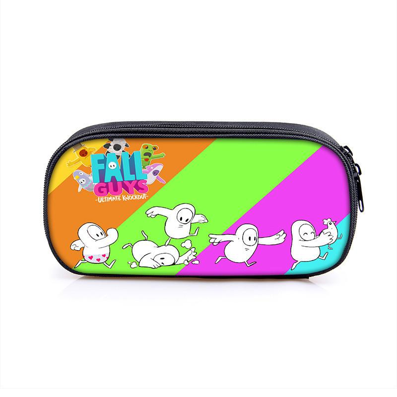 Fall Guys Cartoon Pencil Case For Students With Nylon Material Storage Organizer