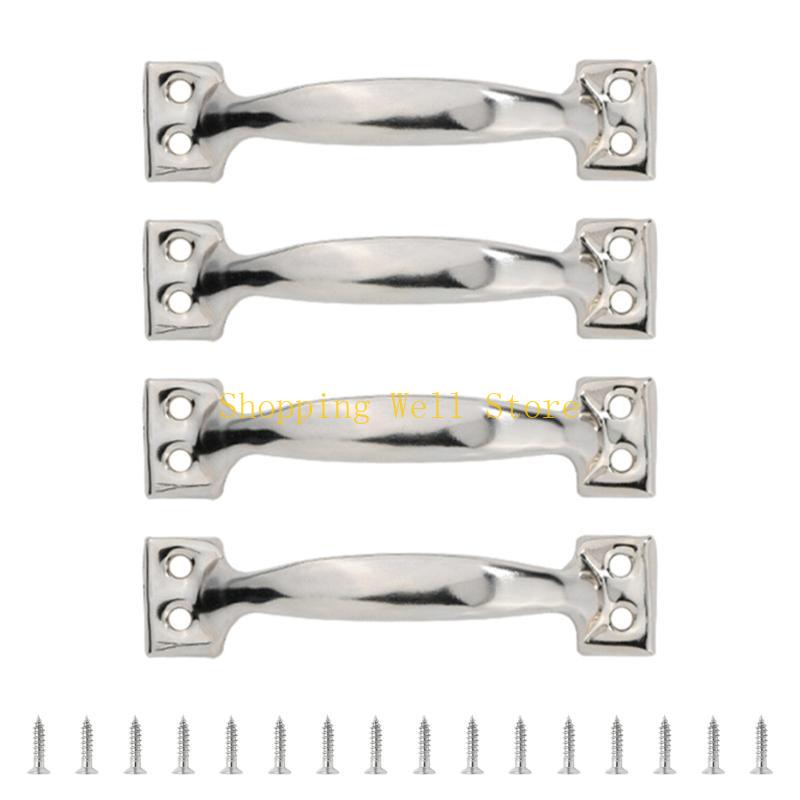 KX4B Set Of 4 Drawer Pulls for Kitchen Or Garage Cabinets Iron Barn Door Knob Handles