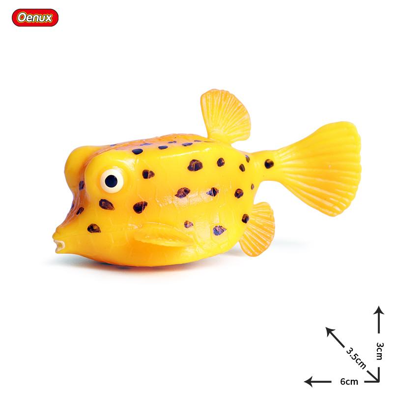 Oenux Sea Life Animals Model Action Figures Ocean Fish Sailfish Bass Grouper Salmon Aquarium Figurines PVC Educational Kids Toy