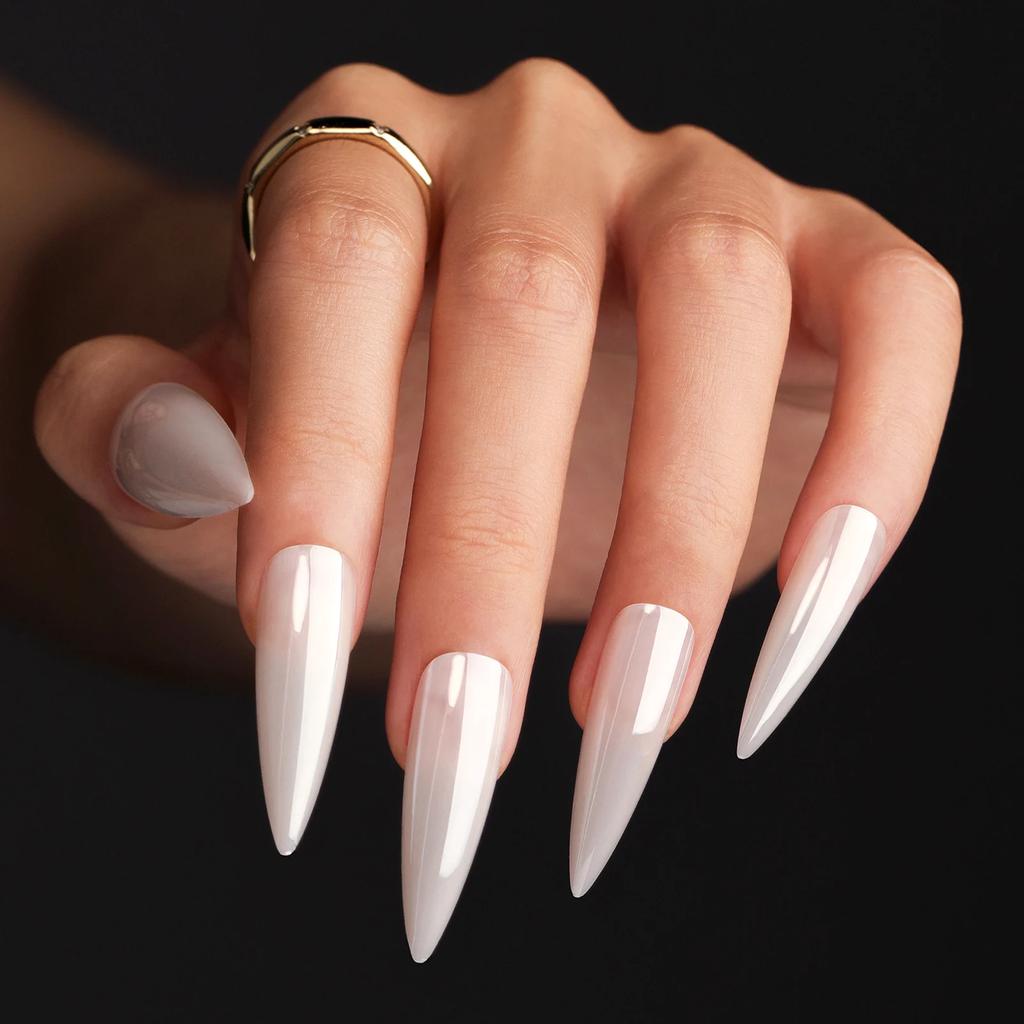24pcs Glossy Black Fake Nails Set Press On Nail Tips Solid Color Long Stiletto Removable Artificial Nails Decoration Nail Art