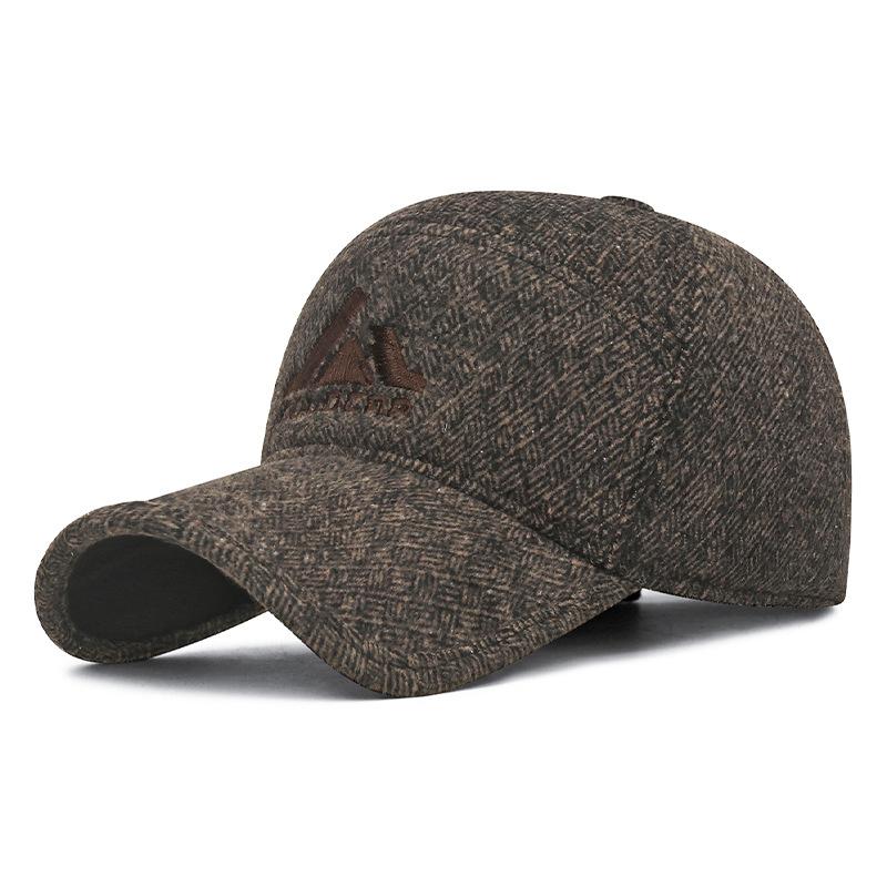 

Зимняя холодостойкая теплая защита ушей хлопковая шапка мужская для среднего и пожилого возраста толстая вышитая буква ветрозащитная бейсболка кофейный