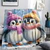 Penguin Print Flannel Blanket, High Quality Comfortable for All Seasons, Home Decor, Warmth and Comfort, Perfect for Christmas Gifts