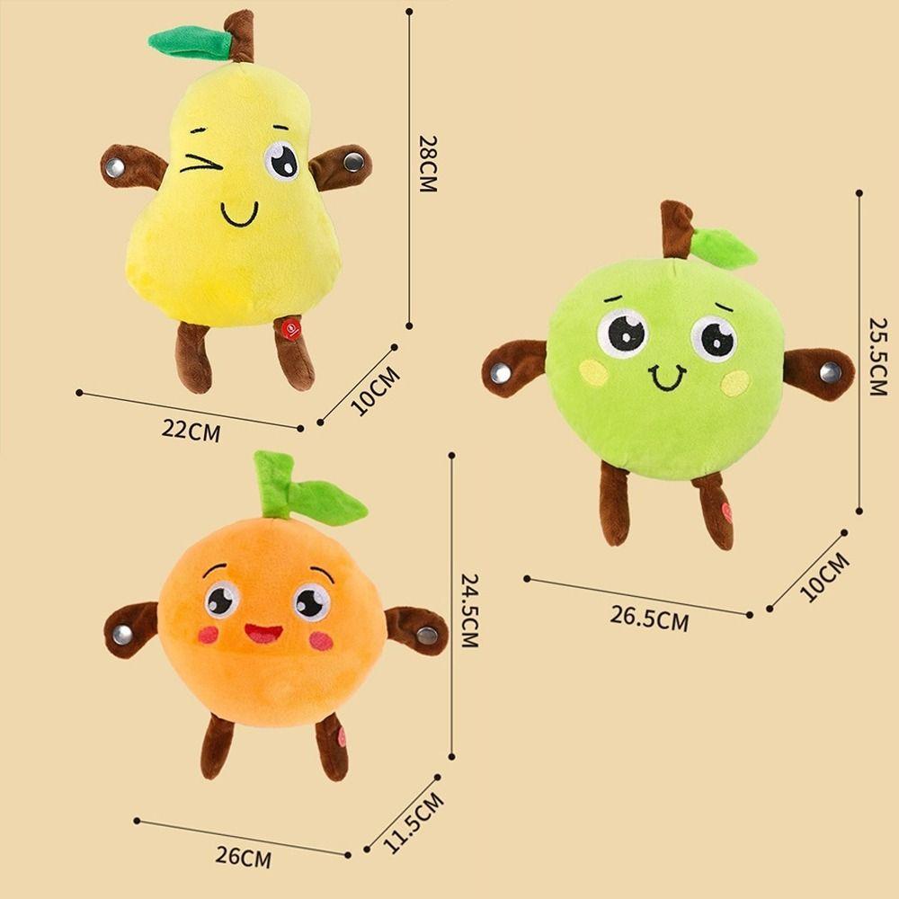 צעצוע מוזיקלי אינטראקטיבי חש חיישן קצב צעצועי קטיפה פירות בובה מוזיקלית פרי אגס פסנתר חש חיישן קצב צעצוע קטיפה תפוז