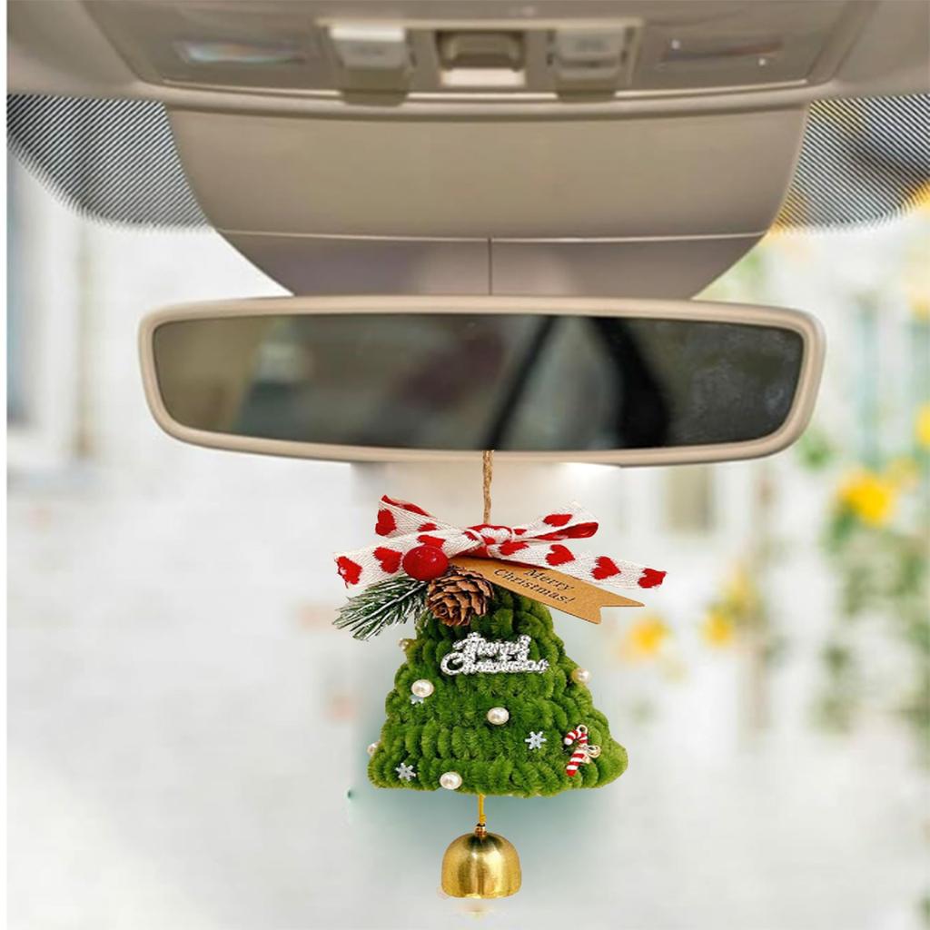 Handmade Christmas Tree, Creative Christmas Car Rearview Mirror Decoration Christmas Tree, Hand Woven Christmas Tree Decoration