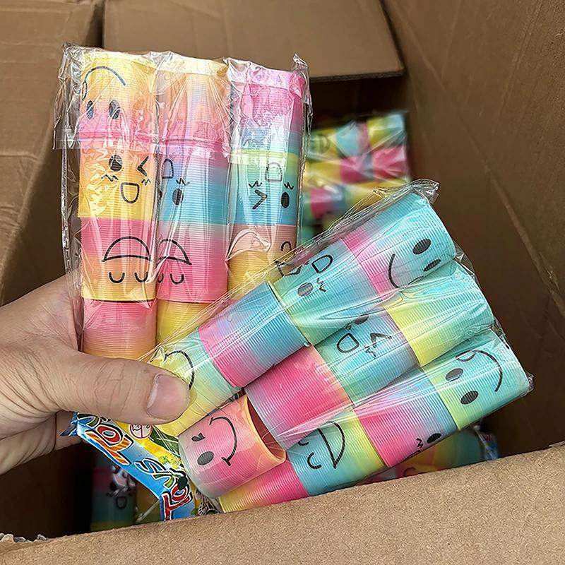 12/24 Rainbow Magic Springs Circle Toys Kids Birthday Party Favors Guests Giveaway Small Gifts Pinata Fillers Flexible Funny Toy