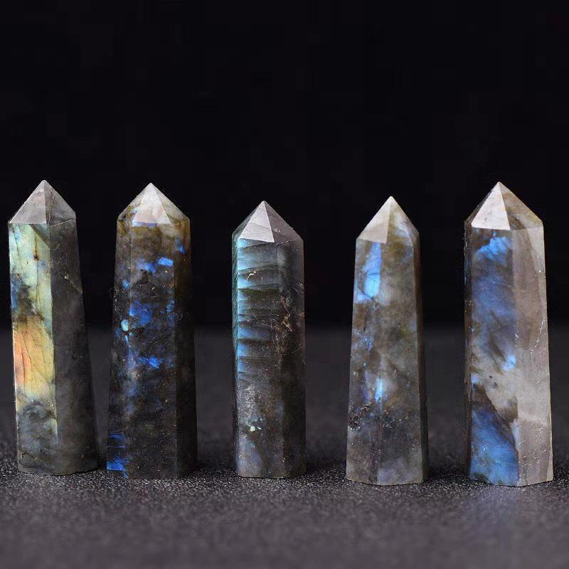 Labradorite & Moonstone Crystal Prism Point