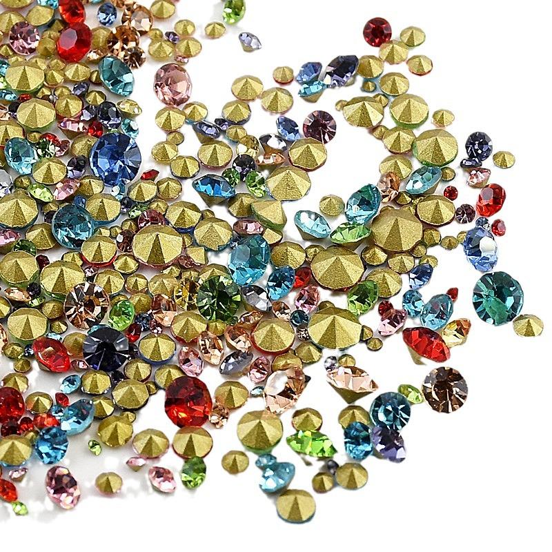Mini Strasuri Cehoslovace Imitate Multicolore cu Spatele Ascuțit pentru Decorațiuni DIY Nail Art
