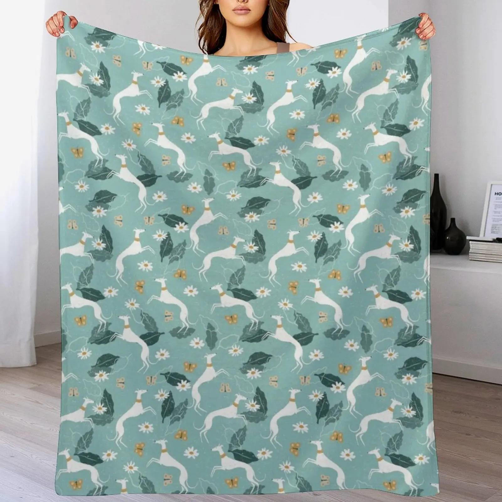 

Greyhound and Butterfly Throw Blanket Breathable Lightweight Blanket for Adults Kids 102x76cm(40x30in)