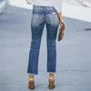 Women's High Waist Washed Women's Jeans Fashionable Versatile Straight Leg Pants