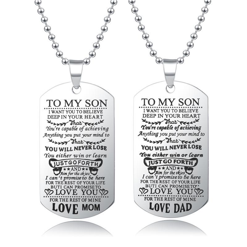Necklace Fashion To My Son Daughter Dad Mom Dog Tag Birthday Gift Kids For