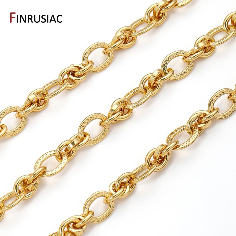 18K Gold Plated Brass Oval Link Chains for Jewelry Accessories,Thick Rolo Cable Bulk Chains for DIY Necklace Making Supplies