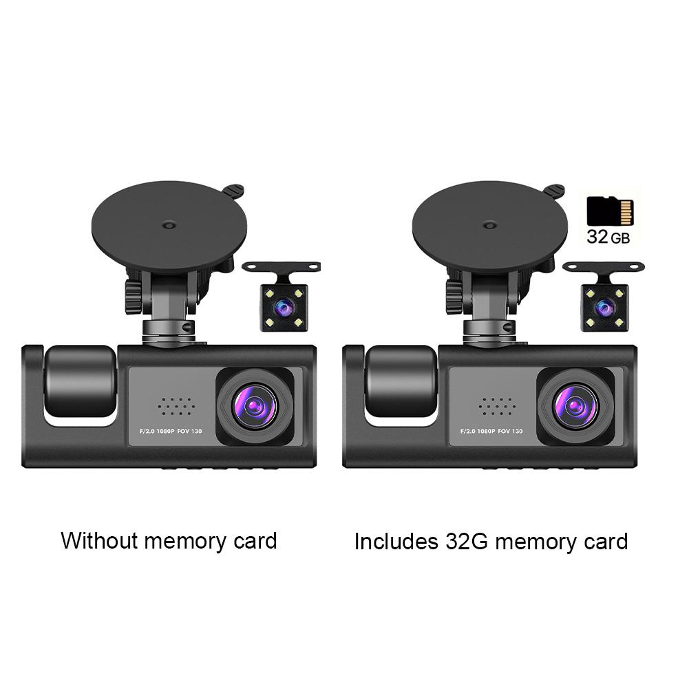 1080P Triple Dash Cam Front and Rear Inside Car Dash Camera Night Vision Car Camera for Cars