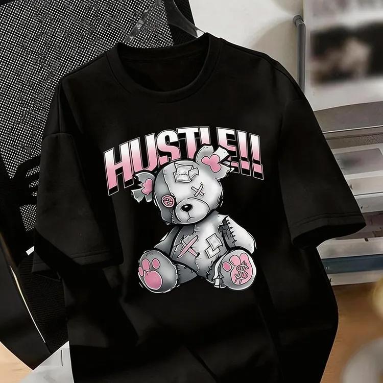 Russia Streetwear Unisex T Shirt Cute Lazy Cat Hip Hop Bear Rabbit Graffiti Multiple Cartoon Design Printed Cotton Graphic Tee