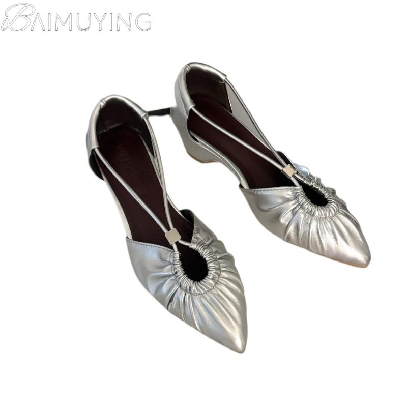 Modedesigner Neu 2025 Damen Sandalen mit Absatz Sexy Spitzschuh Klobige Schuhe Sommerkleid Party Luxus Damenmarken Pumps Sandalias Mujer