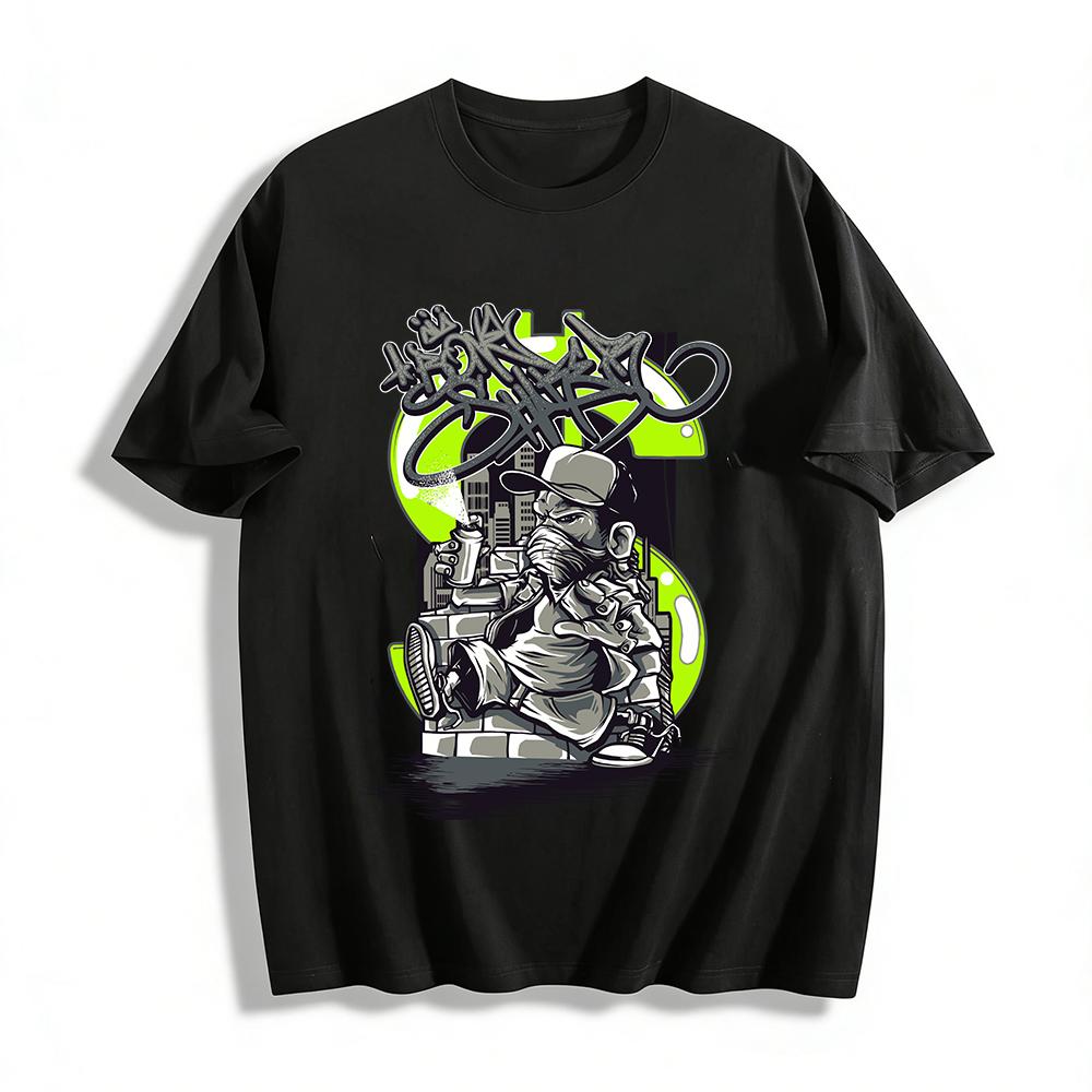 Hip Hop Style Graffiti Spray Boy Graphic Casual Streetwear T-Shirt Pure cotton T-shirt XXS