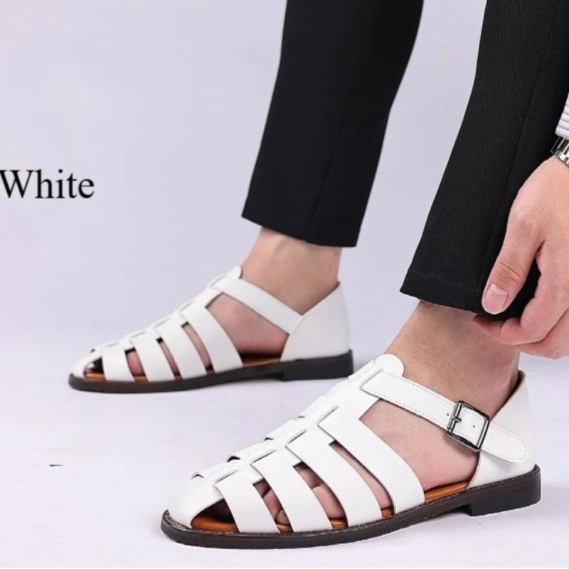 Fashion High Quality Men Leather Sandals 2025Summer New Hollow Out Sandal Casual Roman Sandals for Men Business Sandals Sandalias Hombre