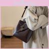 Stylish Urban Minimalist Pu Bucket Bag Car Stitching Lines Medium Size