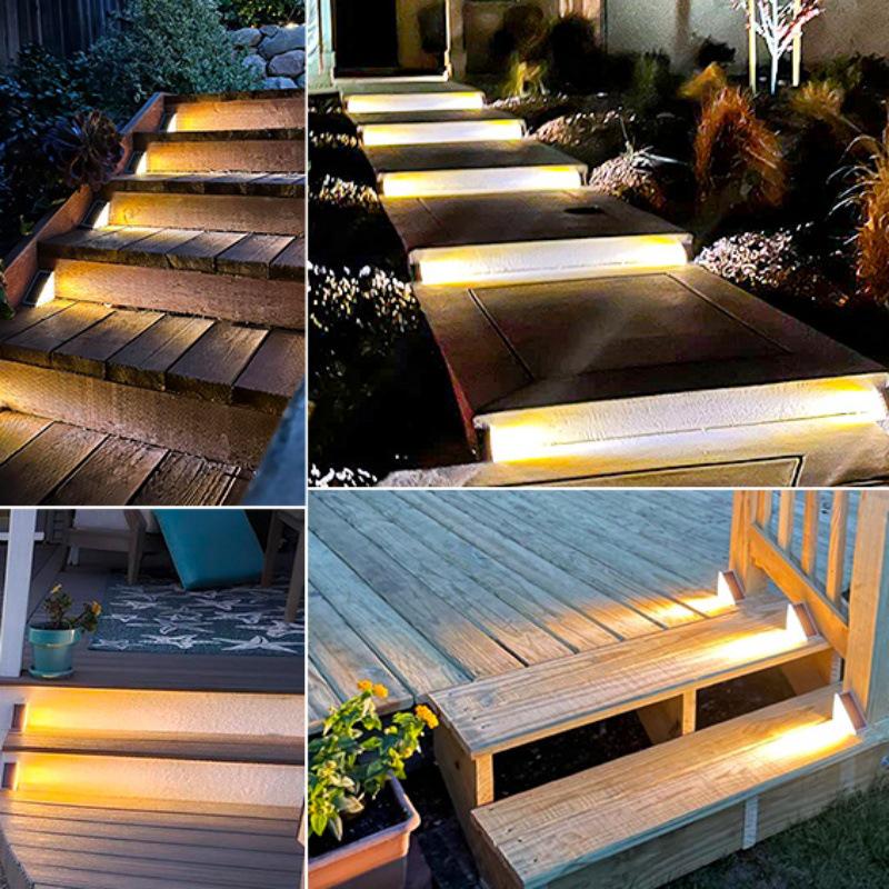 Waterproof Solar Step Lights for Outdoor Decks, Porches, Patios, and Garden Pathways