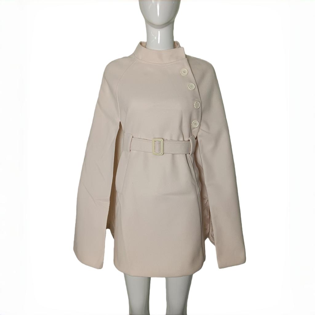 Autumn and Winter New French Celebrity Temperament Medium and Long Cape Woolen Shawl Woolen Coat Coat Women's Fashion