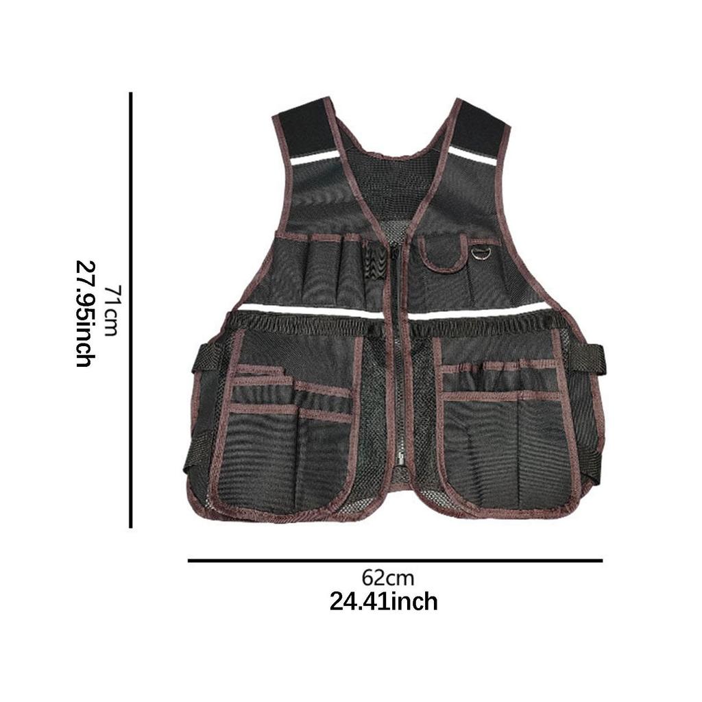 Electrician Tool Vest Adjustable Waist Premium Waterproof Work Vest Storage Bag Holder with Tool Pockets for Carpentry Home DIY