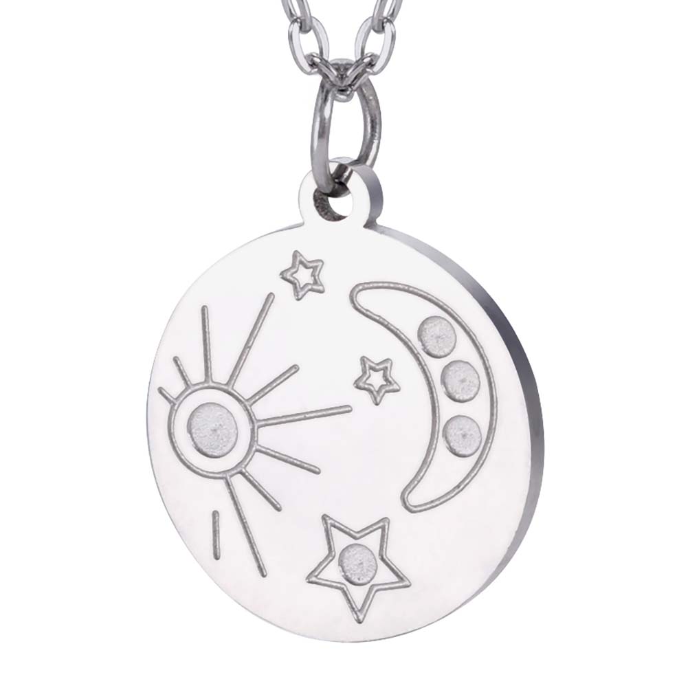 Round Coin Compass Pendant Necklace for Men Women Viking Star Butterfly Stainless Steel Choker Jewelry Hip Hop Accessories Gift