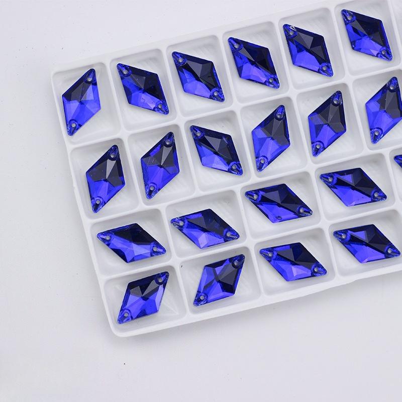 High Quality Rhombus Glass Crystal Sew On Rhinestones Strass Stone With Two Holes,DIY/clothing Accessories 1.1x1.9cm 28pcs