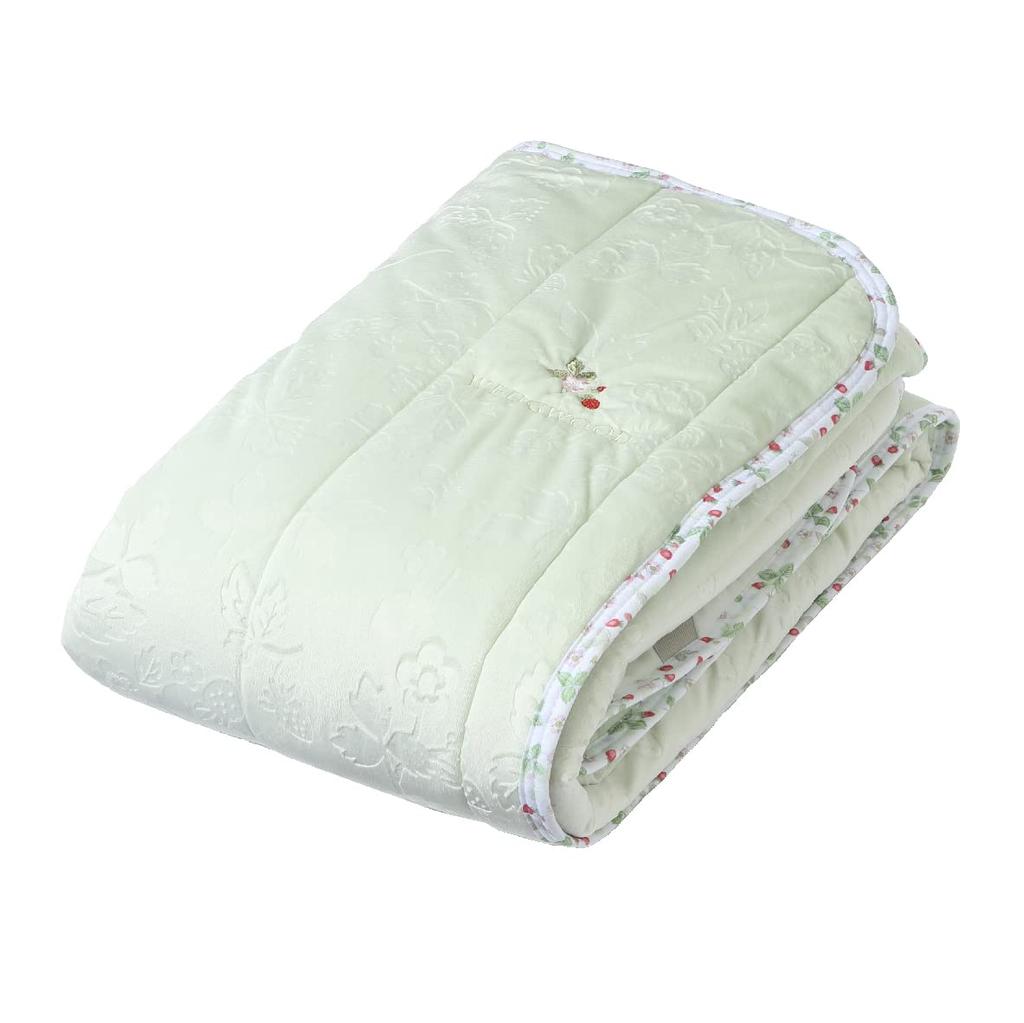 Nishikawa Single Washable Mattress Pad, Wedgwood Wild Strawberry, Warm Flannel, Stays in Place, Elastic Corners, Green, CM02502007