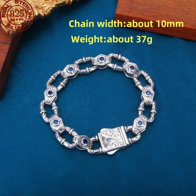 Stříbrný náramek Horusovo oko boha Kubánský S925 Pánská móda Hip Hop Jednoduchý dárek Módní šperky Doplňky