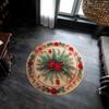 Weihnachts-Poinsettia Blumenmuster Runder Teppich Rutschfeste Stuhlunterlage für Wohnzimmer, Schlafzimmer Dekor Weicher Teppich
