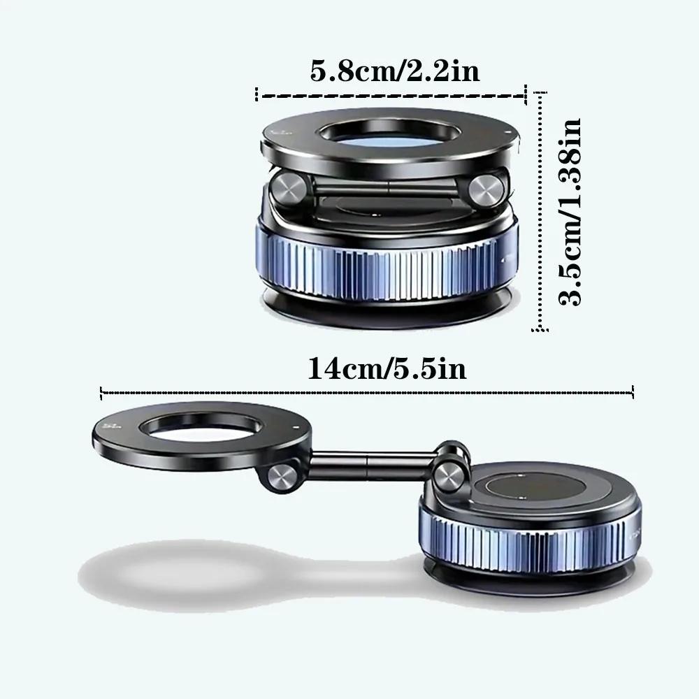 360° Foldable Vacuum Magnetic Phone Holder, Magnetic Car Phone Mount, Hands-Free Suction Cup Phone Holder for Smooth Surface/Car