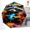 Raccoon Art Theme Automatic Open/Close Umbrella, Portable 3 Fold Compact Umbrella for Men & Women, Valentine's Day Mother's Day Gift0725053