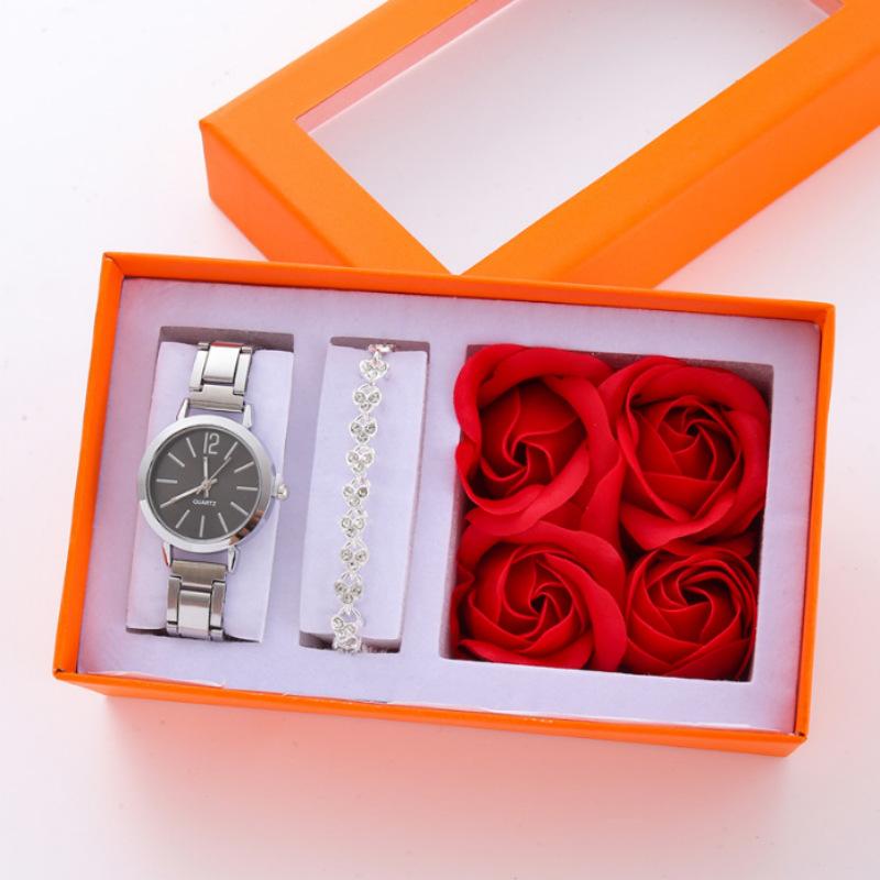 Watch Gift Box Set Ladies Light Luxury Lucky Clover Diamond Temperament Small Dial Bracelet Jewelry