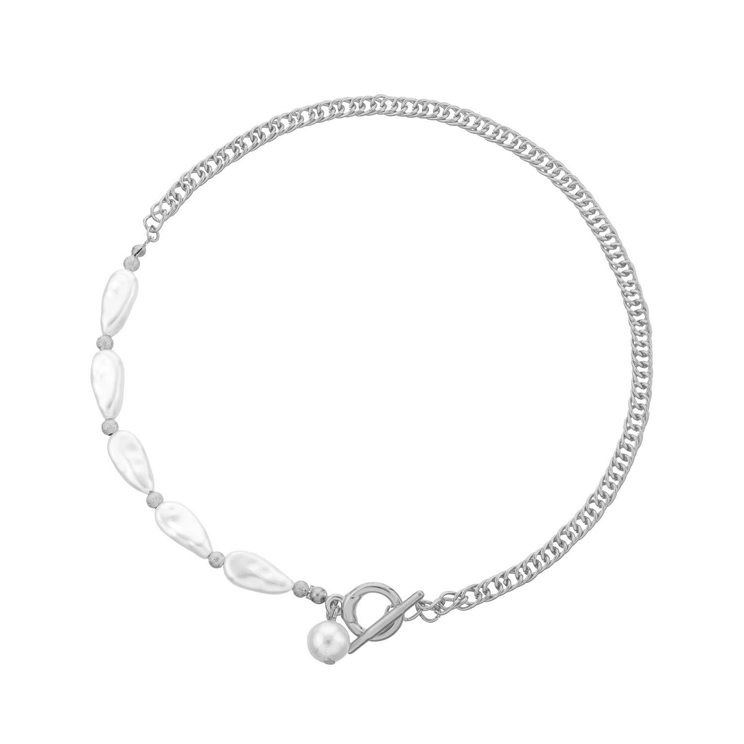 

Europe, America, fashionable and simple OT buckle water drop pearl necklace women, retro versatile short sweater necklace