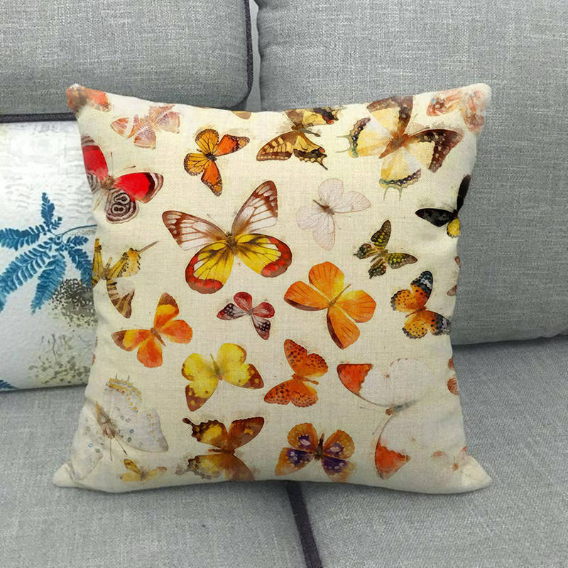 Colorful Butterfly Cartoon Insect Animal Digital Printing Short Plush Pillow Covers For Car Sofa Office Cushion Cover Home Goods