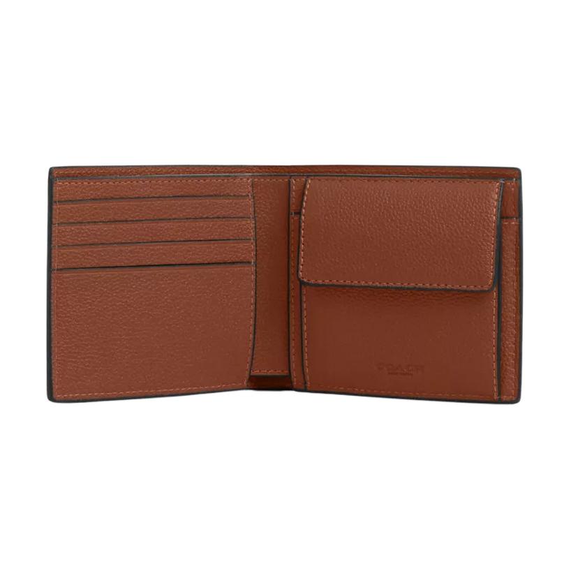 Coach 11 Letter Logo Snap Smooth Calfskin Wallet Men Wallet Brown CR378-SAD