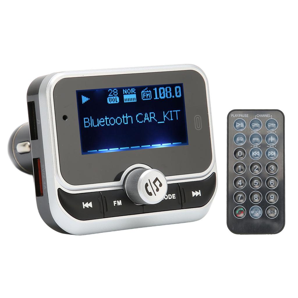 Trasmettitore FM Bluetooth Doppio USB 76MHz-108MHz Adattatore Radio Bluetooth Caricabatterie per Auto con Schermo da 1,8 Pollici