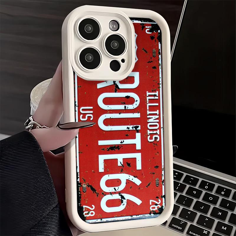 Phone Case for iPhone 17 Air 16E 15 16 Pro Max Retro Vintage License Plate Cover 14 Plus 13 12 Mini Soft Shell Silicone Fundas