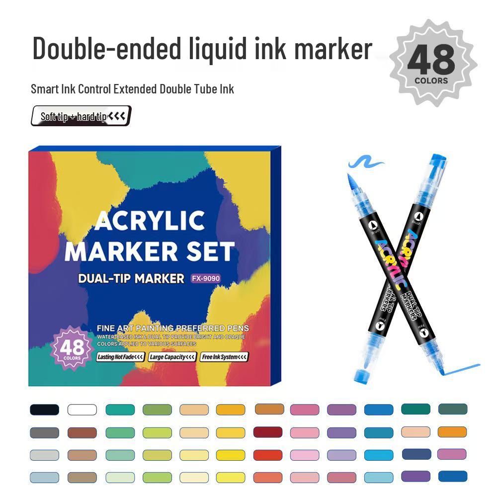 Doppelspitzen-Flüssigacryl- und Aquarellstift-Set für Glasmalerei - Wasserdicht, Weiche & Harte Spitzen