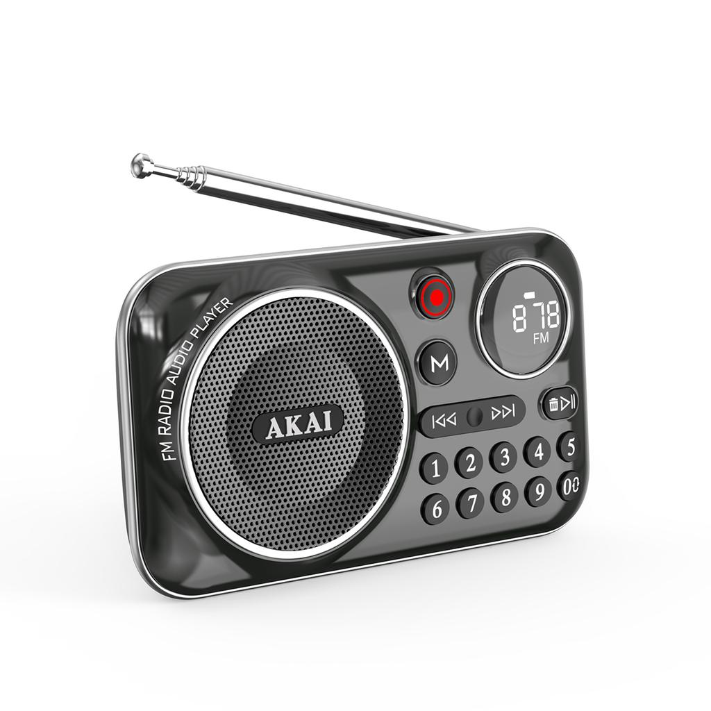 Akai Portable Radio Apr-500Bk 2.5 W Rms Bluetooth 5.3 Fm Usb Tf Black