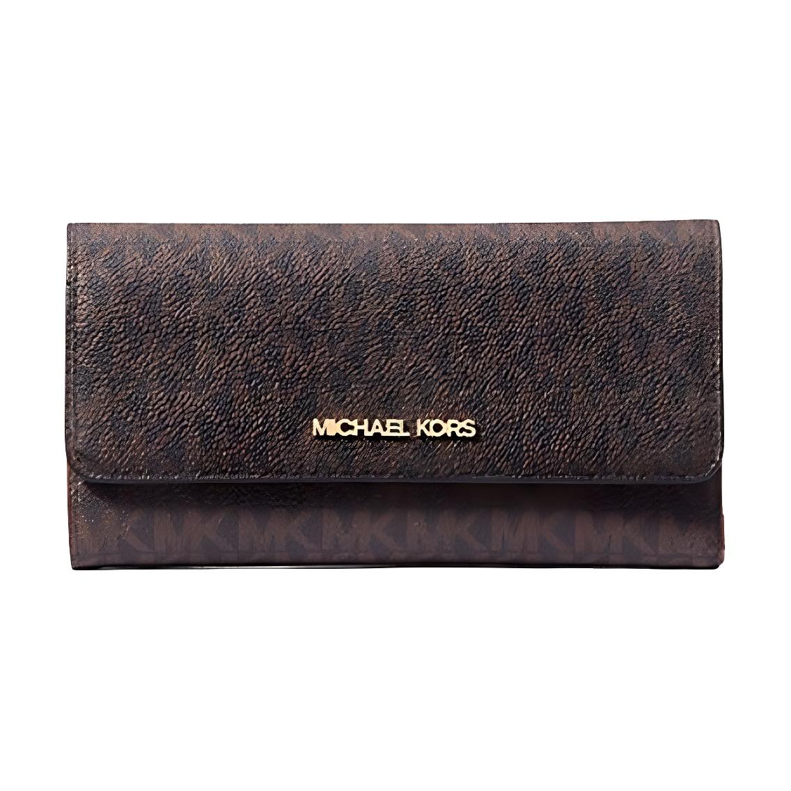 

Michael Kors MK Jet Set Travel Printed Logo Coated Canvas Wallet Large Women wallet Brown 35F8GTVF3B-BROWN Basic Set (Bag+Dust Bag)