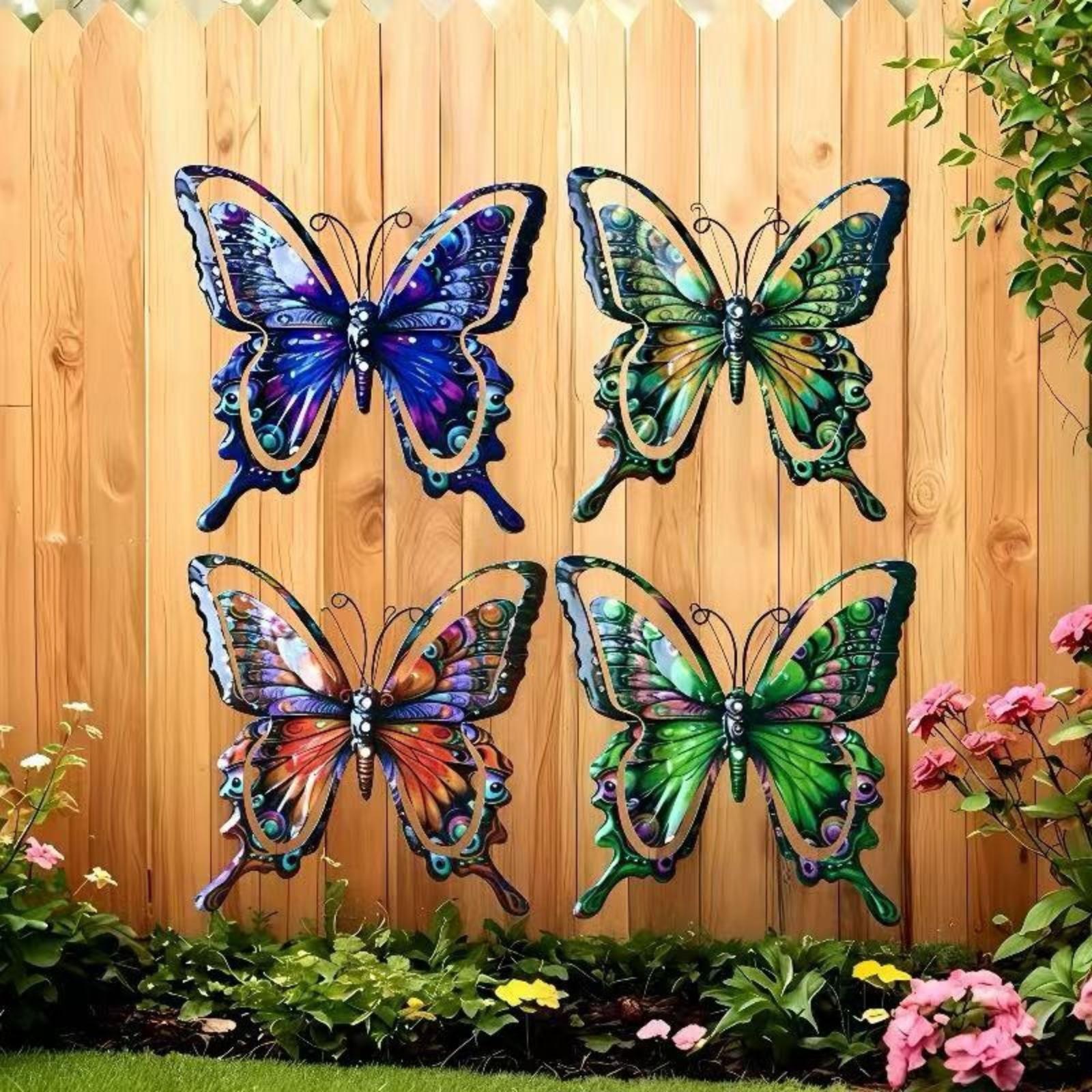 Набор из 4 цветных металлических настенных декоративных украшений One Size