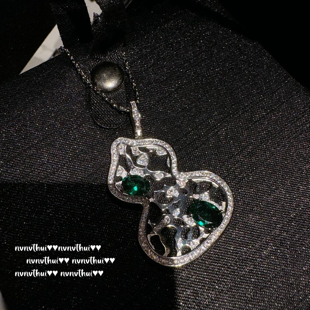 Lychee Frozen White Chalcedony Gourd Enamel Necklace, New Chinese Style, Chalcedony Gourd Fulu Zircon Earrings